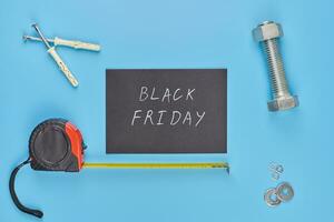 Black friday in hardware store concept photo