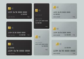 crédito tarjeta llanura modelo diseño con negro y plata antecedentes color vector