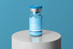 corona virus covid-19 vacuna vaso frasco medicina botella realista editable Bosquejo diseño modelo psd