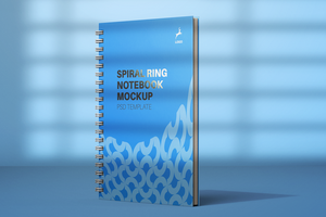 a5 wire bound spiral ring binder diary corporate notebook planner realistic mockup design template psd