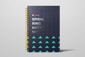 a5 wire bound spiral ring binder diary corporate notebook planner realistic mockup design template psd