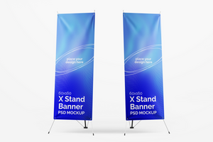 verticale in piedi X bandiera con strutturato tela carta realistico modificabile modello design modello isolato psd