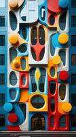 AI generated A bold and striking shot of a modern office building with a patterned facade, photo
