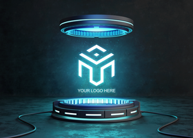 Futuristic pedestal for logo mockup psd