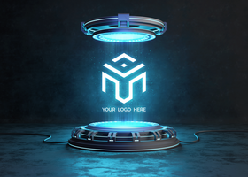 Futuristic pedestal for logo mockup psd