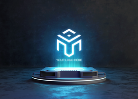 Futuristic pedestal for logo mockup psd