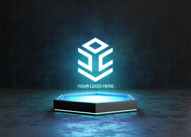 Futuristic pedestal for logo mockup psd