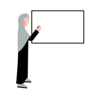 hijab profesor enseñando con pizarron vector