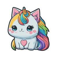 ai generado gráficos kawaii unicornio con corazón gráficos en blanco antecedentes foto