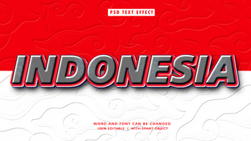 Indonesia 3D Editable Text Style Effect psd