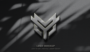 logo mockup 3d realistic on grey wall psd