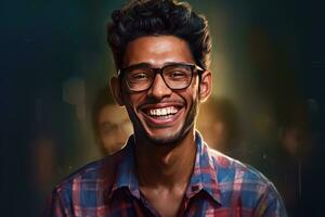 ai generado un sonriente hombre en lentes foto