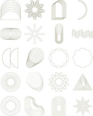 Beige Monoline Geometric Illustration Set