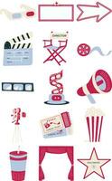 Red and Blue Cinema Illustration Set vector