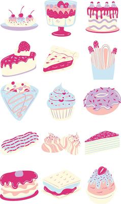 Sweet Dessert Illustration Set