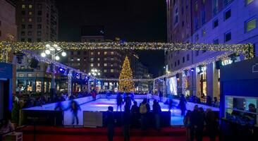 Milan Italy 2023 Ice skating rink in the center of Milan photo