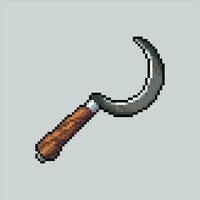 Pixel art illustration Sickle. Pixelated Sickle. Farm Sickle equipment pixelated for the pixel art game and icon for website and video game. old school retro. vector