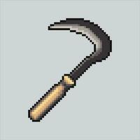 Pixel art illustration Sickle. Pixelated Sickle. Farm Sickle equipment pixelated for the pixel art game and icon for website and video game. old school retro. vector