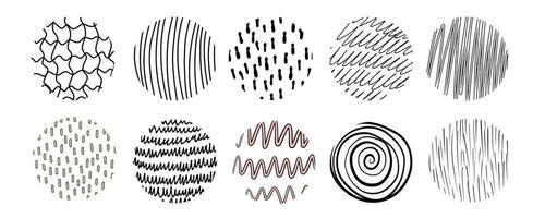 Cross hatching. Hand drawn line texture set. vector