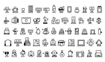 Computer icons set. Outline illustration of computer vector icons for web.