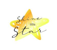 Little star text. Hand drawn modern calligraphy lettering isolated on white background. Design greeting cards, invitations, print, t-shirts. vector