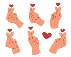 Hand heart set vector