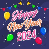 Happy New Year 2024 illustration vector background. Concept for 2024 new year celebration, fit for banner, background, feed, greeting card, background, social media post. Vector eps 10