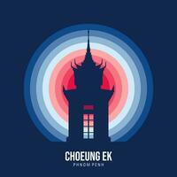 Choeung Ek of Phnom Penh logotype. World greatest architecture illustration. Modern moonlight symbol. Vector eps 10