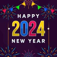 Happy New Year 2024 illustration vector background. Concept for 2024 new year celebration, fit for banner, background, feed, greeting card, background, social media post. Vector eps 10