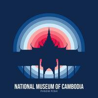 Typical Cambodian buildings vector background, with moonlight effect. Vector eps 10