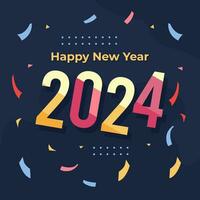 Happy New Year 2024 illustration vector background. Concept for 2024 new year celebration, fit for banner, background, feed, greeting card, background, social media post. Vector eps 10