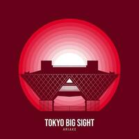 Tokyo Big Sight of Ariake logotype. World greatest architecture illustration. Modern moonlight symbol. Vector eps 10