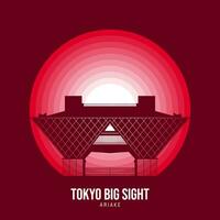 Tokyo Big Sight of Ariake logotype. World greatest architecture illustration. Modern moonlight symbol. Vector eps 10