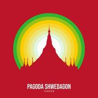 Pagoda Swhedagon of Yangon logotype. World greatest architecture illustration. Modern moonlight symbol. Vector eps 10