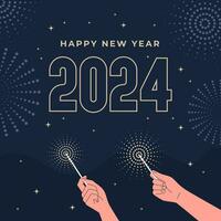 Happy New Year 2024 illustration vector background. Concept for 2024 new year celebration, fit for banner, background, feed, greeting card, background, social media post. Vector eps 10