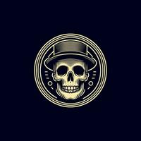 Vector skull. Stylized human skull front view, logo, and icon made by diagonal lines. White lines on black background. Ideal logo graphic element.