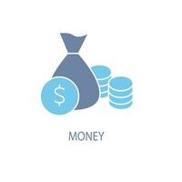 Money bag concept line icon. Simple element illustration. Money bag concept outline symbol design. vector