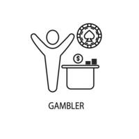 gambler concept line icon. Simple element illustration. gambler concept outline symbol design. vector