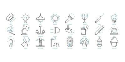 Light icons set. Set of editable stroke icons.Vector set of Light vector