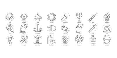 Light icons set. Set of editable stroke icons.Vector set of Light vector