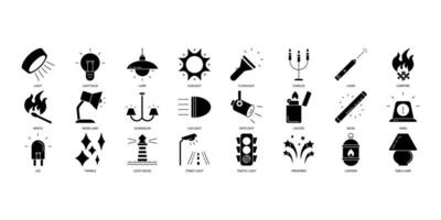 Light icons set. Set of editable stroke icons.Vector set of Light vector