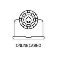 Online casino concept line icon. Simple element illustration. Online casino concept outline symbol design. vector