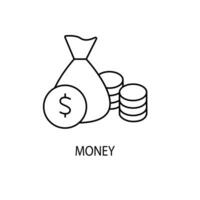 Money bag concept line icon. Simple element illustration. Money bag concept outline symbol design. vector