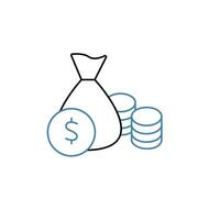 Money bag concept line icon. Simple element illustration. Money bag concept outline symbol design. vector