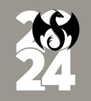 Logo 2024 with the dragon. Icon with the symbol of the year. Simple, modern, and concise design. vector