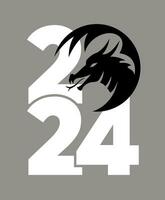 Logo 2024 with the dragon. Icon with the symbol of the year. Simple, modern, and concise design. vector