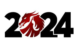 Logo 2024 with the dragon. Icon with the symbol of the year. Simple, modern, and concise design. vector