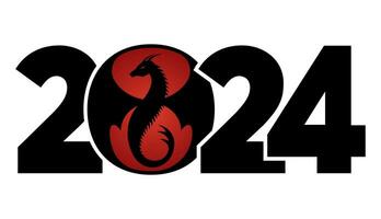 Logo 2024 with the dragon. Icon with the symbol of the year. Simple, modern, and concise design. vector