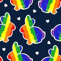 Seamless pattern with rainbow rabbits. Vector modern flat illustration.