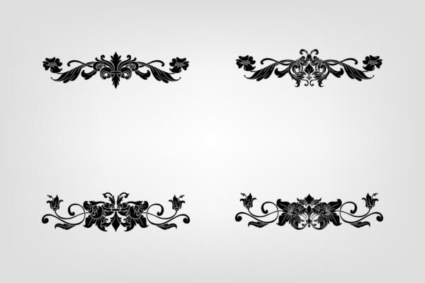 Classical Baroque Filigree Decoration Ornament Vintage Floral Border Style Antique Art Retro